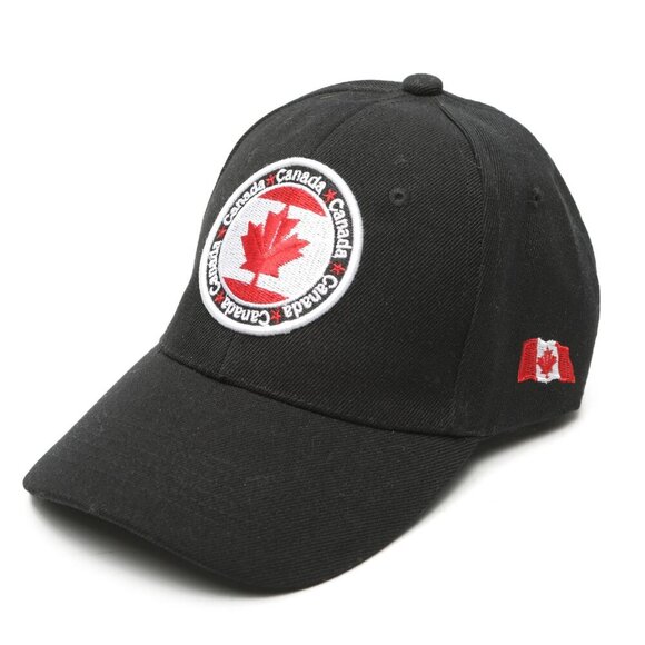 Canada Black Dat Hat Embroidered Baseball Cap Round Flag Casual Velcro Back - Picture 1 of 8